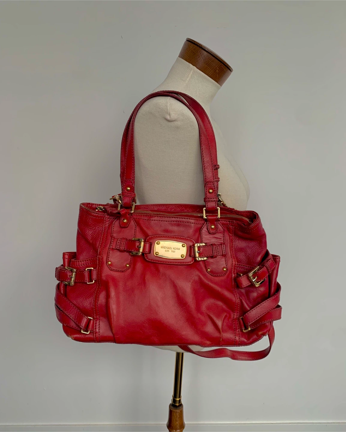 Michael Kors Red Leather Shoulder Bag