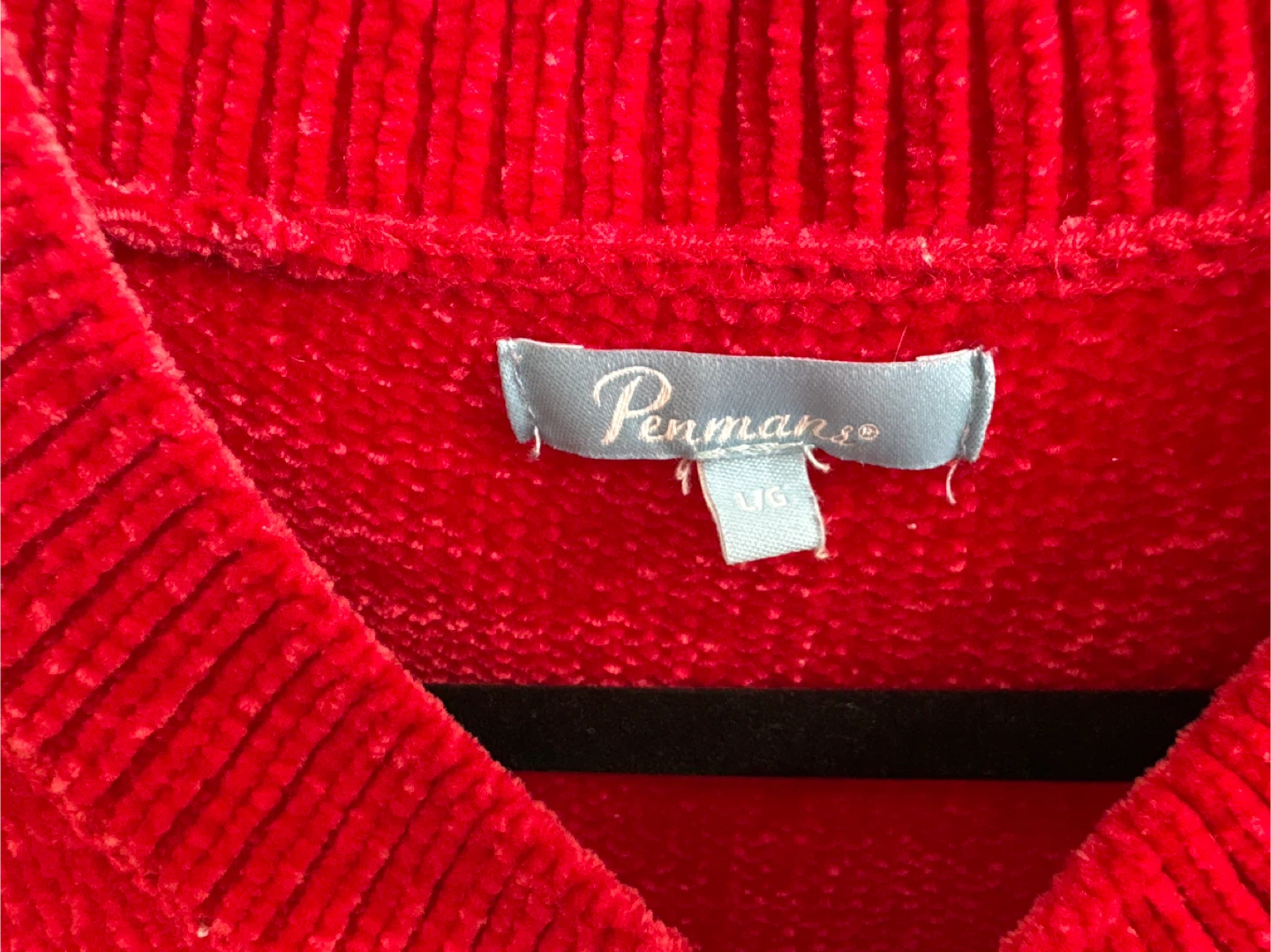 Penman red velour sweater size L - photo 4