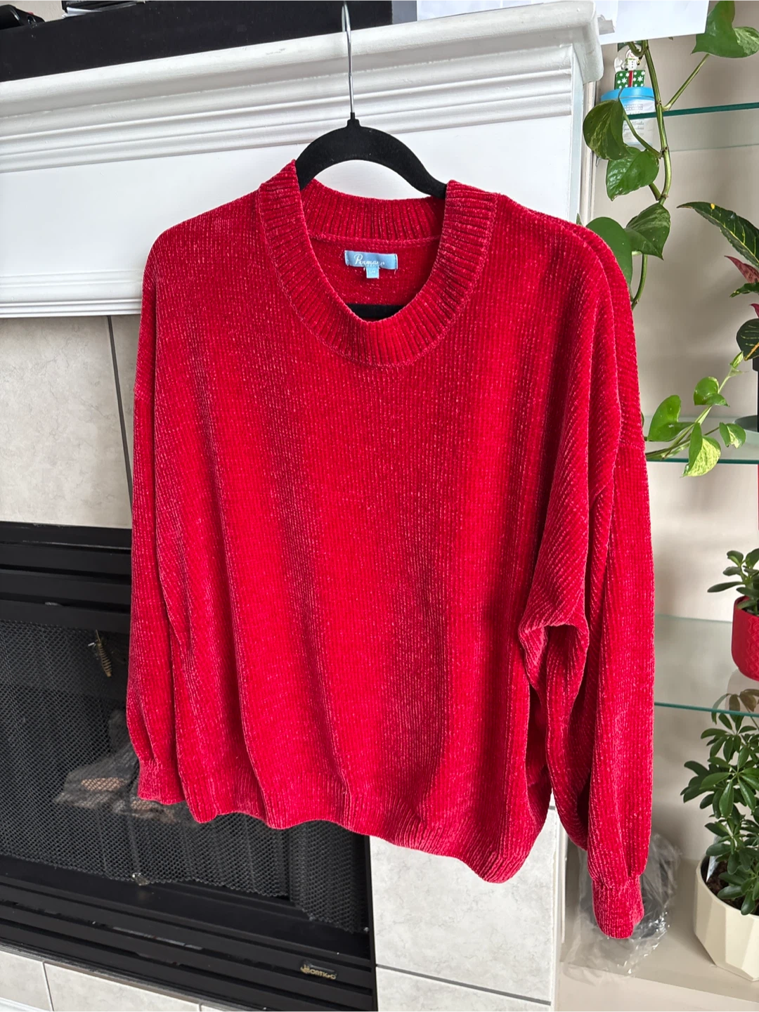 Penman red velour sweater size L - photo 3