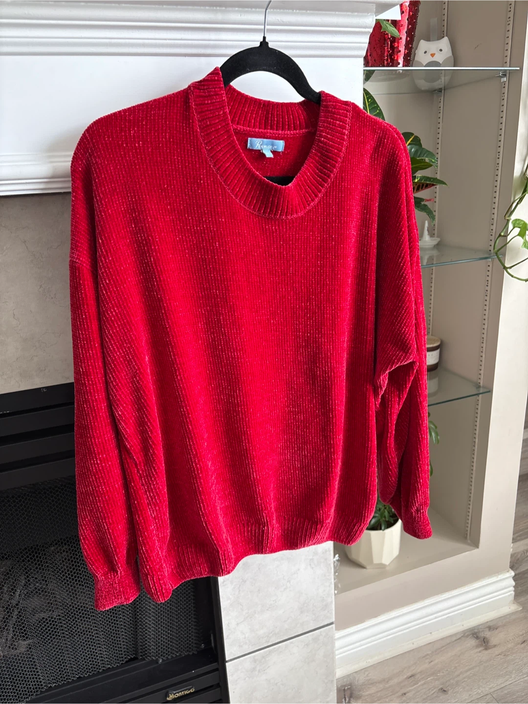 Penman red velour sweater size L - photo 2