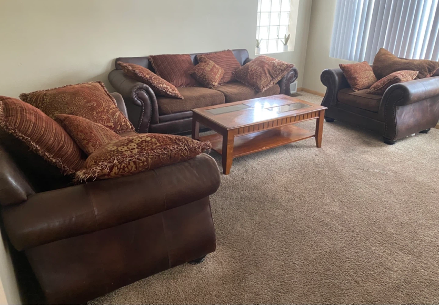 Leather Living Room $100- bedroom $100- dining table $50