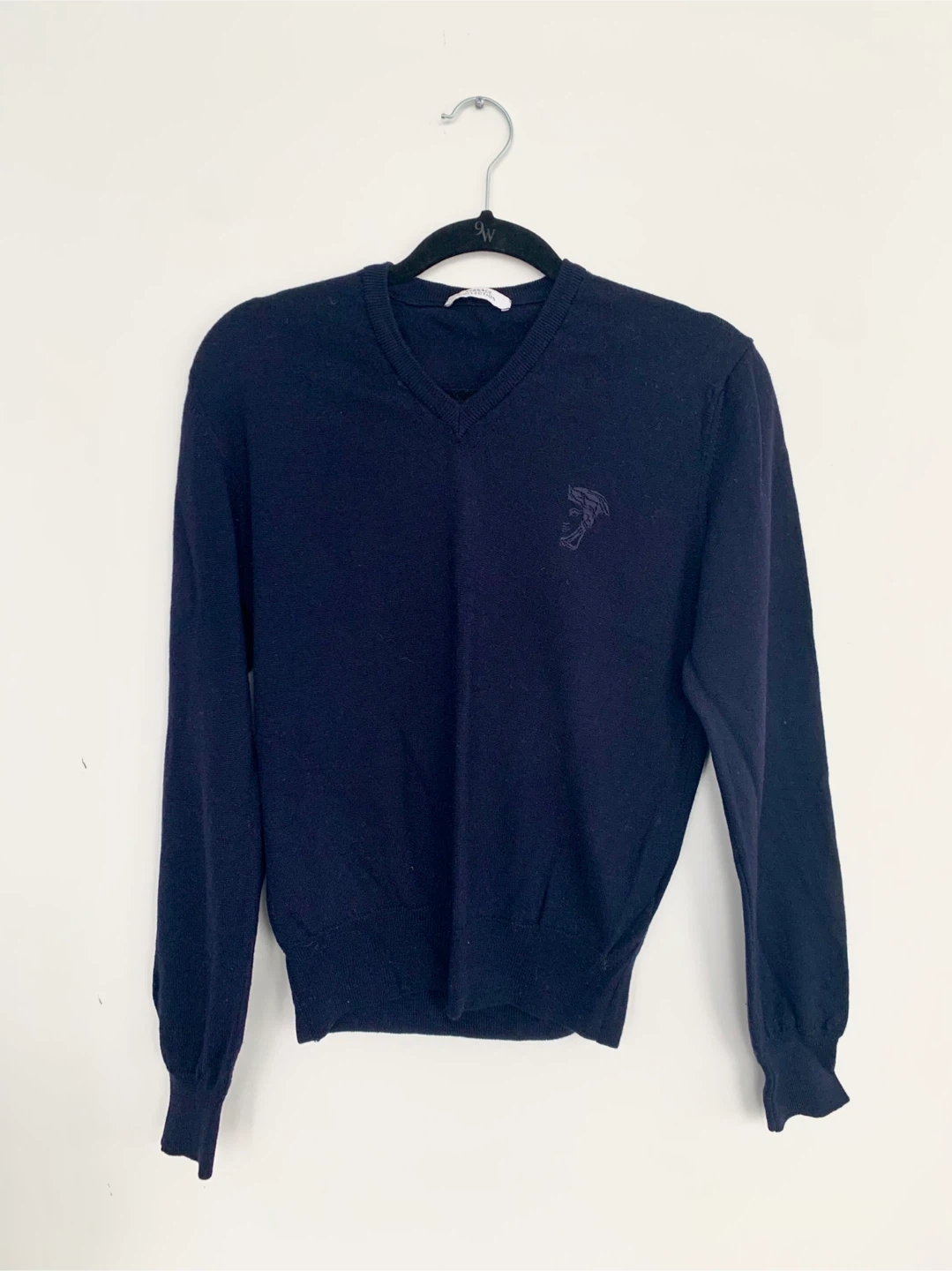 Versace Collection Navy V-Neck Sweater - Size S