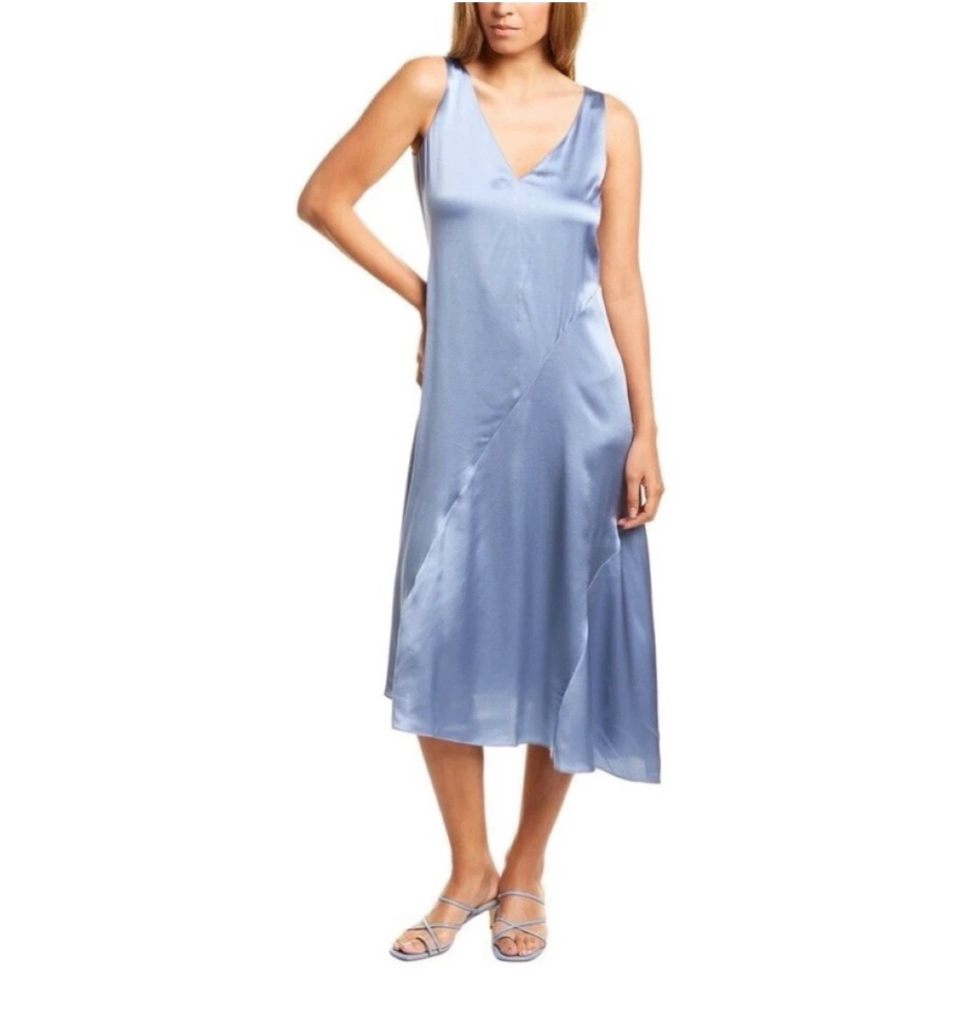 Vince Double V-Neck Asymmetric Seamed Slip Dress - photo 2