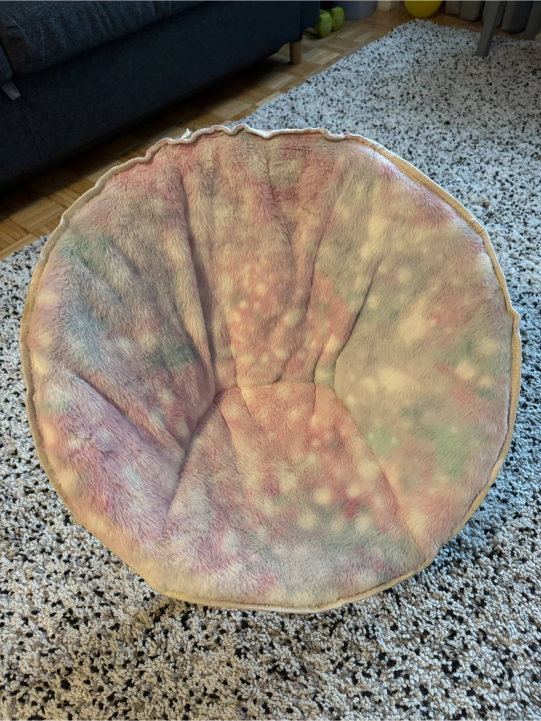 Plush Moon Chair - Pink & Multi-Colour Swirl