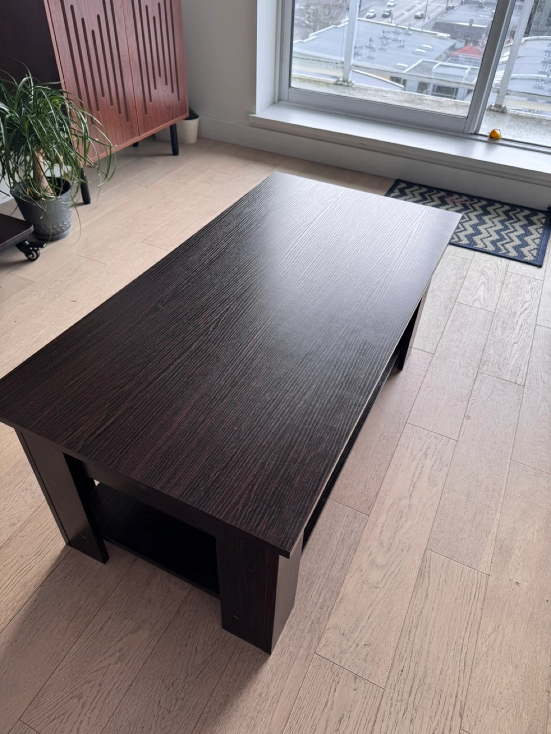 Lift-Top Coffee Table - Dark Wood Finish