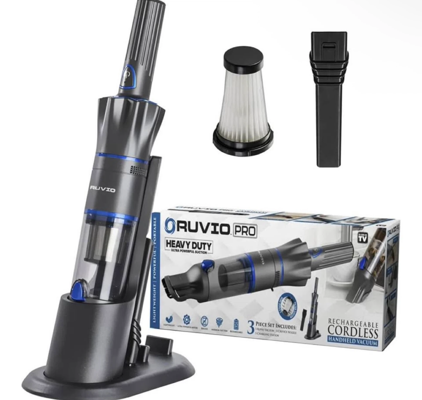 Ruvio Pro Heavy Duty Rechargeable Cordless Handheld Vacuum