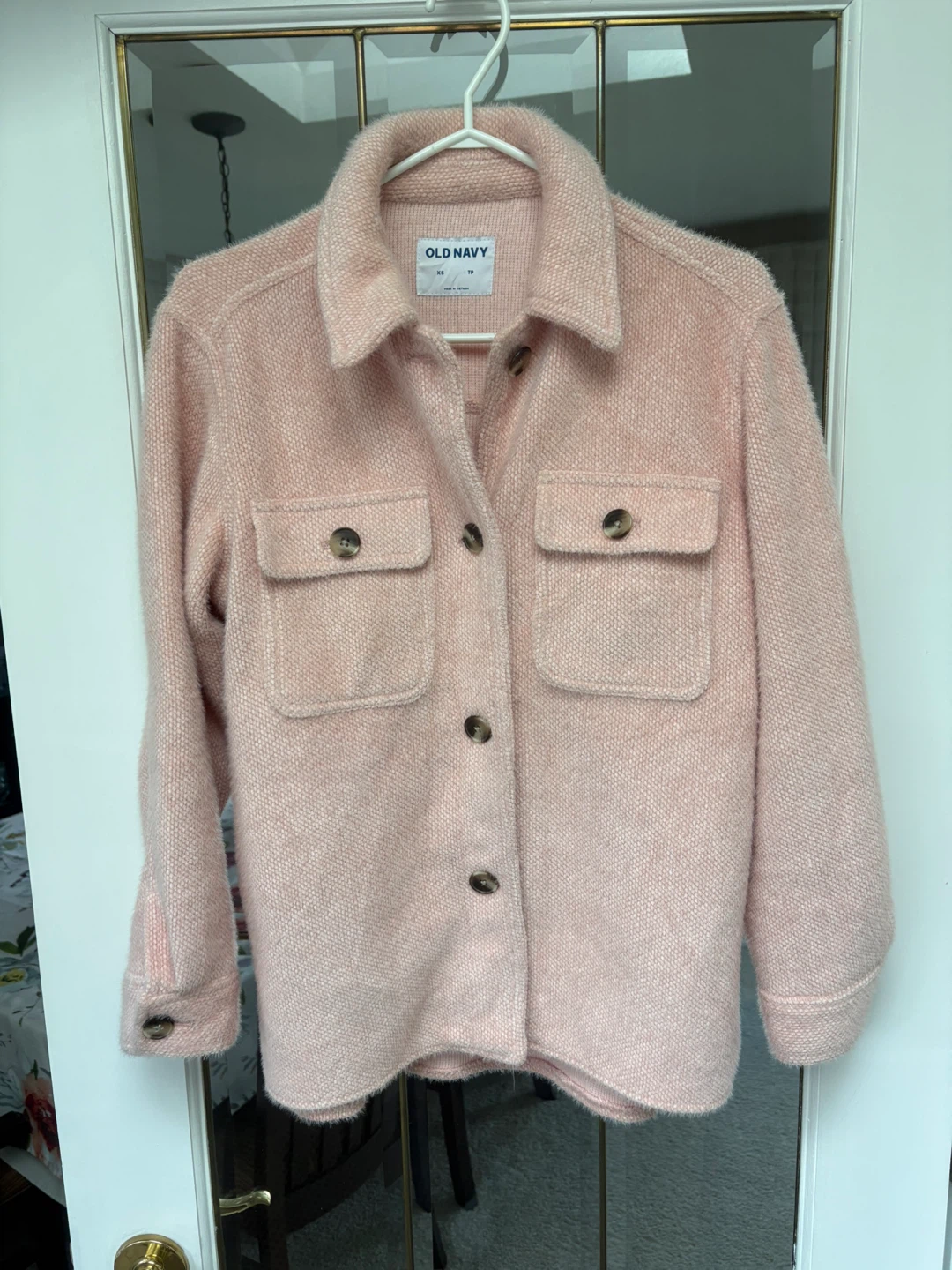 Old Navy Pink Textured Button-Up Jacket XS