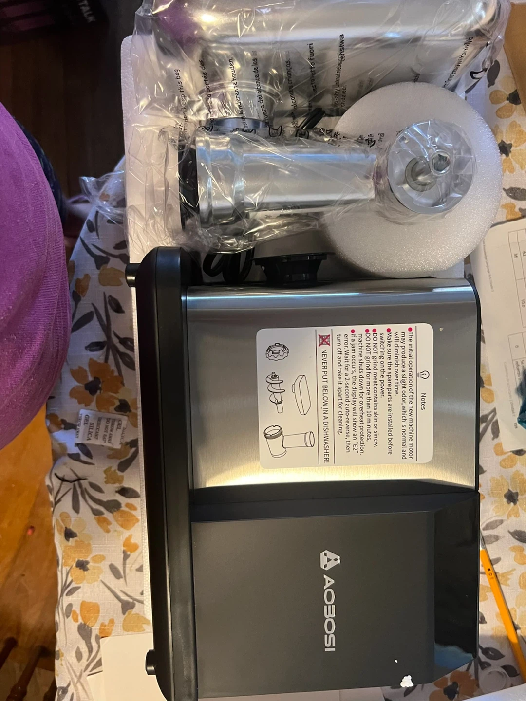 AOBOISI Meat Grinder w/ Sausage & Kibbe Kit Stainless Steel - photo 3
