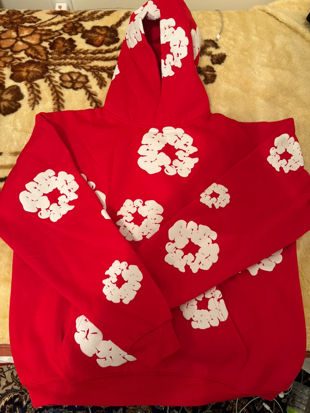Denim Tears Hoodie Red Flower Print