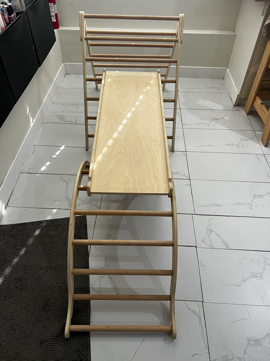 Wooden Pikler Triangle Climber with Slide - photo 2
