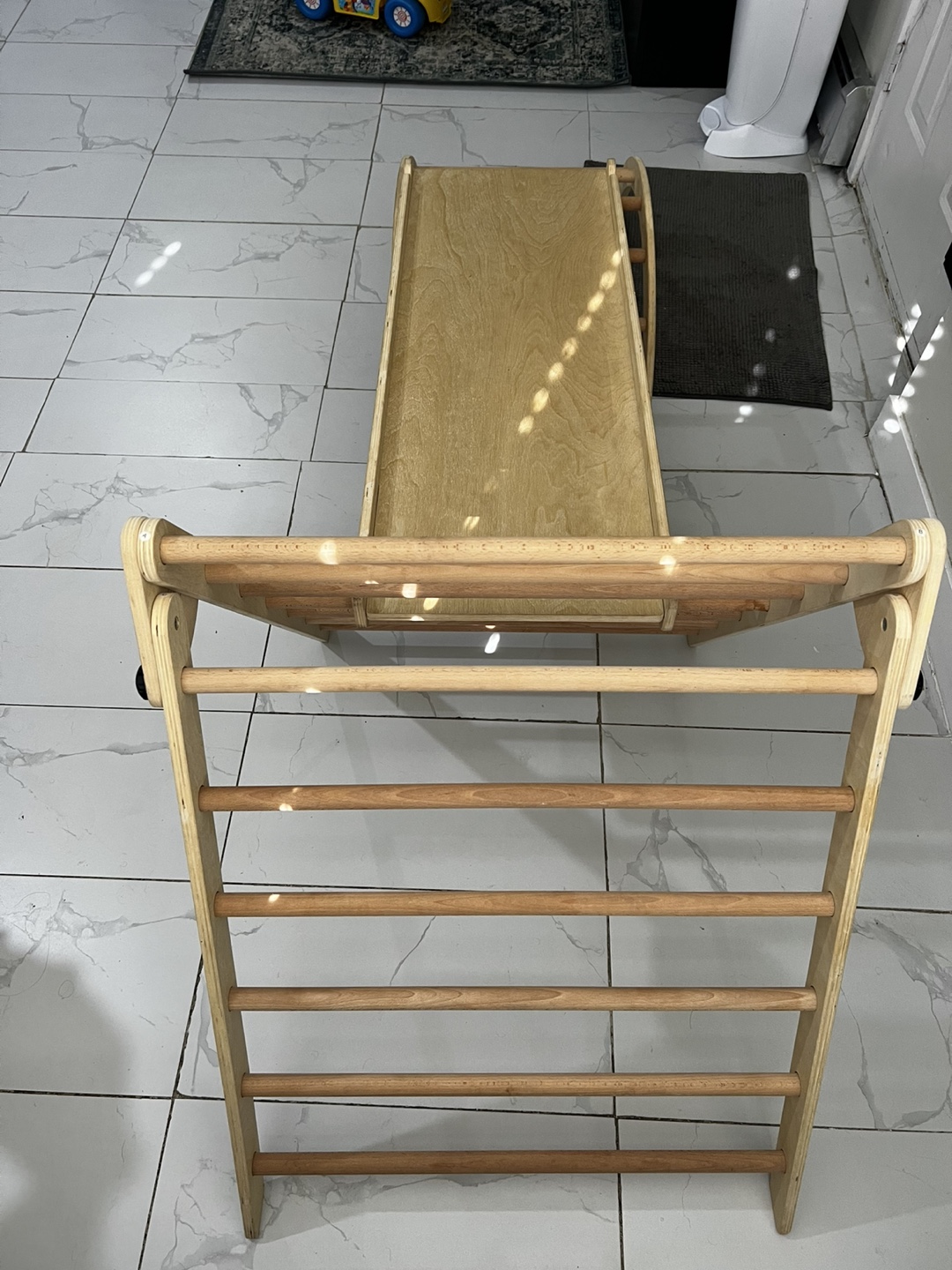Wooden Pikler Triangle Climber with Slide - photo 3