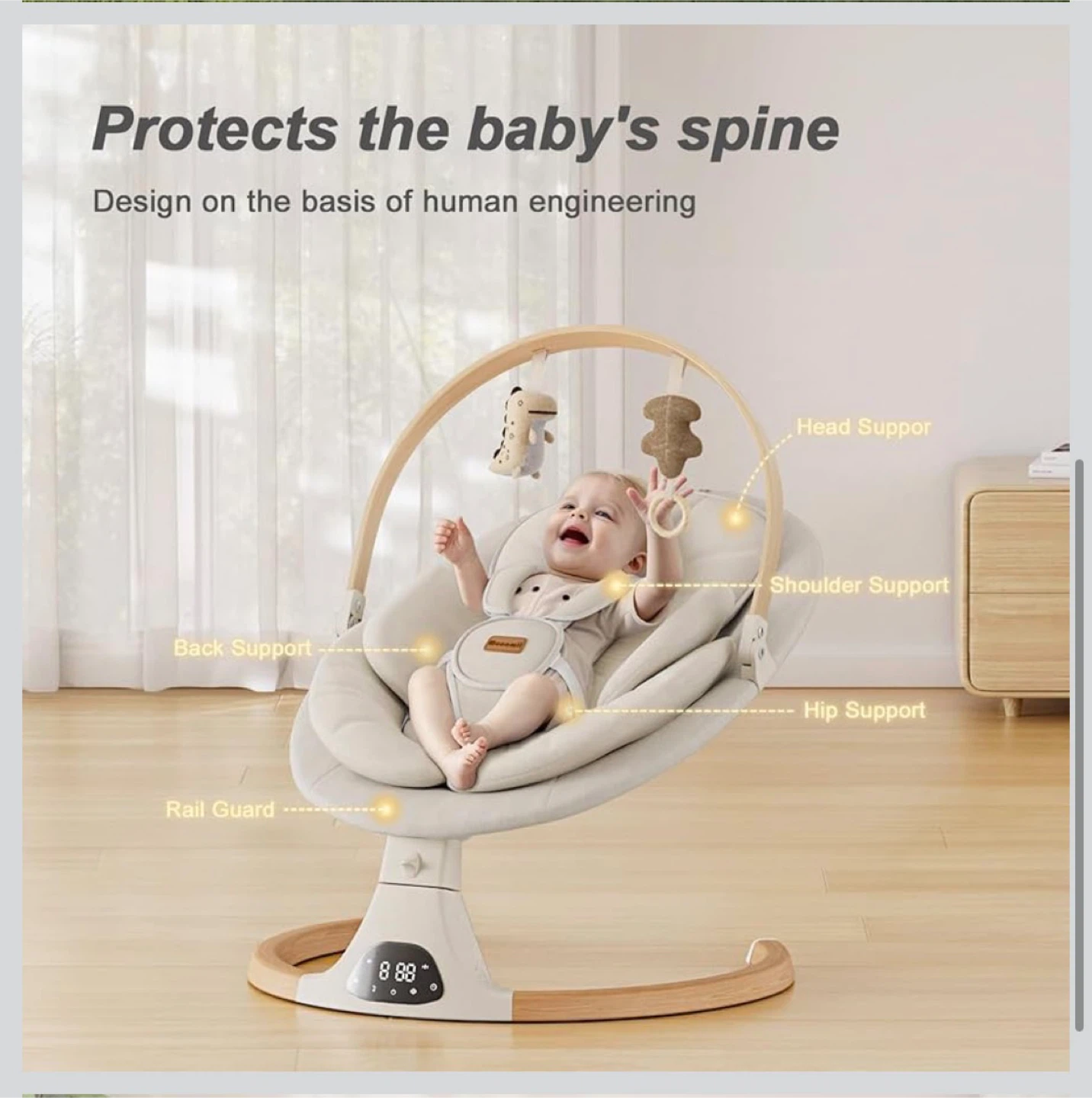 Monomi Baby Swing for Infants to Toddlers - photo 2