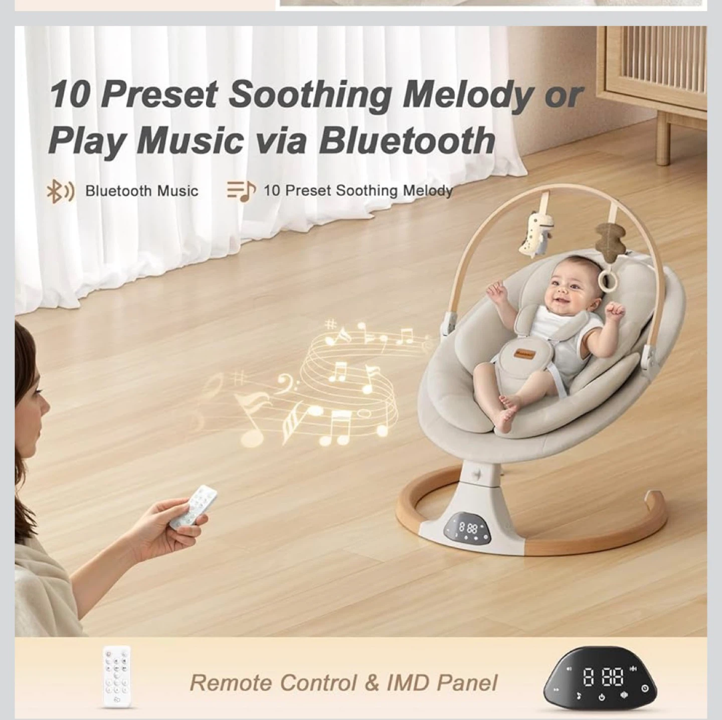 Monomi Baby Swing for Infants to Toddlers - photo 5