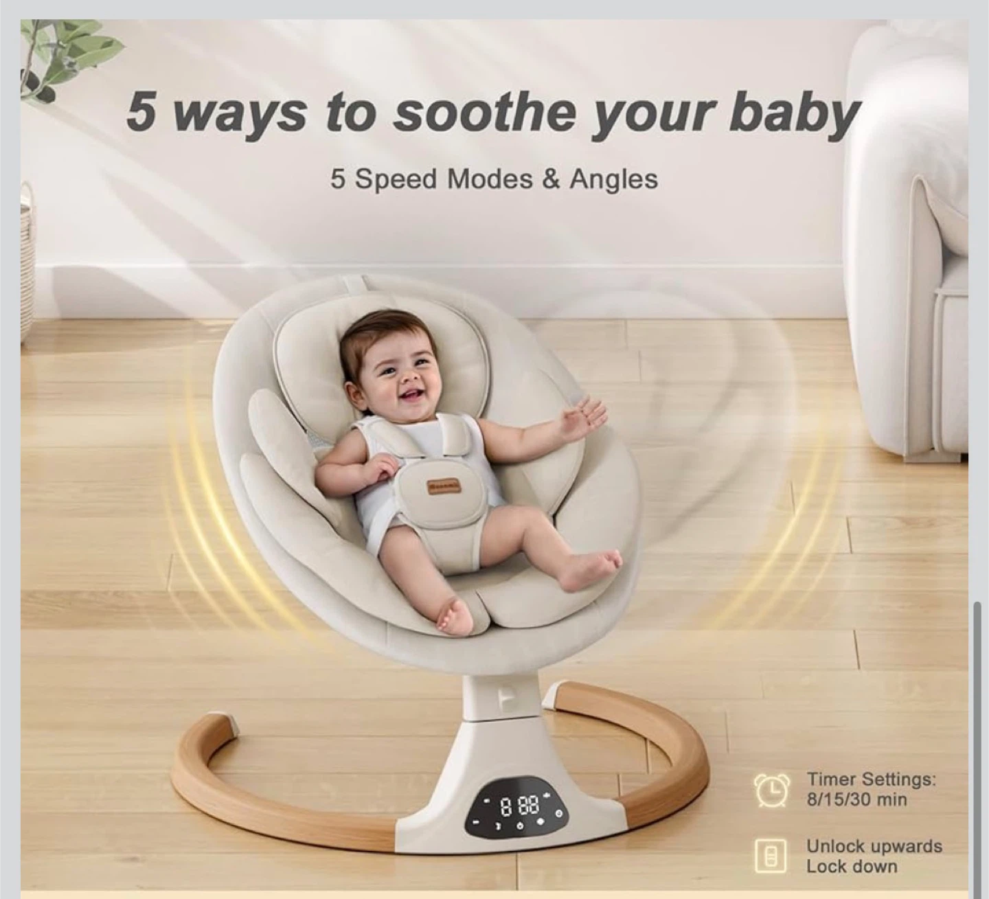 Monomi Baby Swing for Infants to Toddlers - photo 3