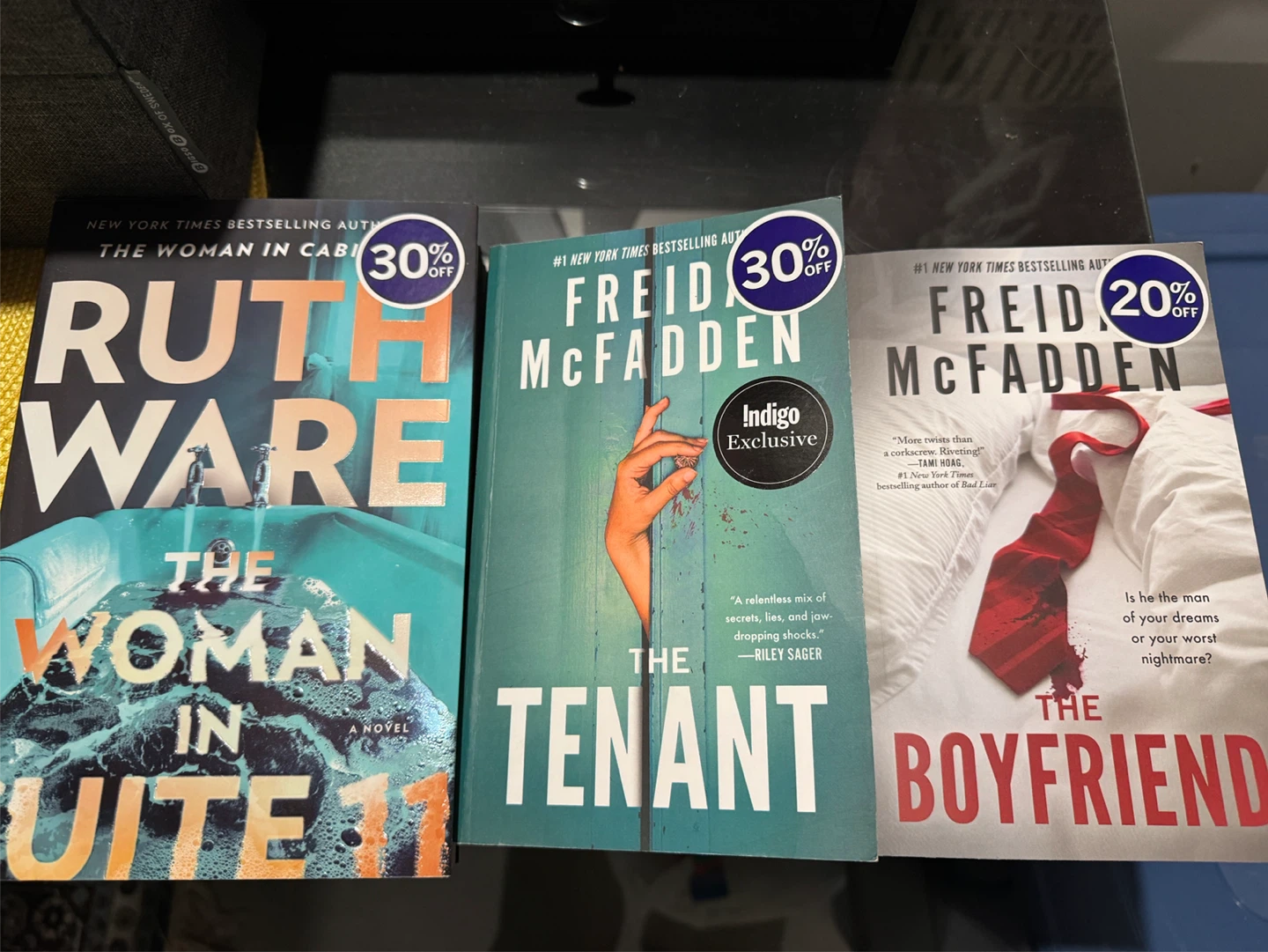 Collection of 3 Thriller Novels by Freida McFadden & Ruth Ware