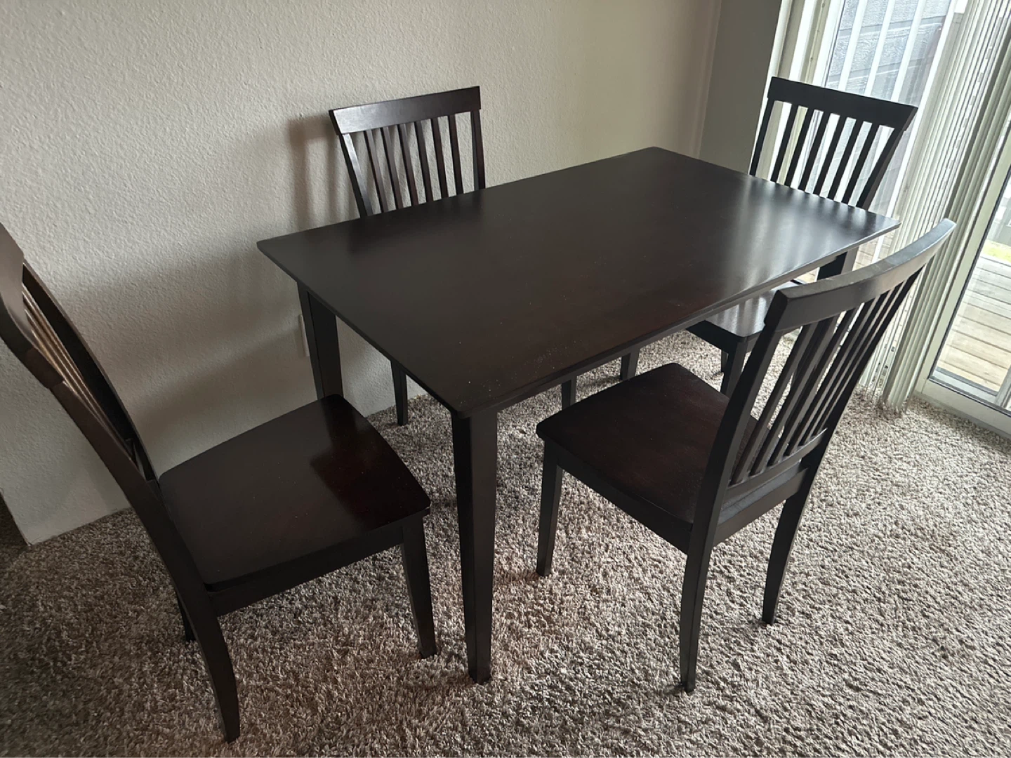 Dark Brown Dining Table with 4 Chairs