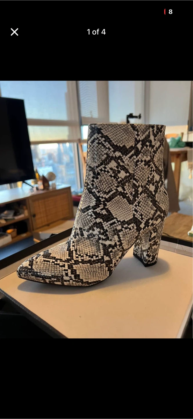 Snake Print Heeled Ankle Boots