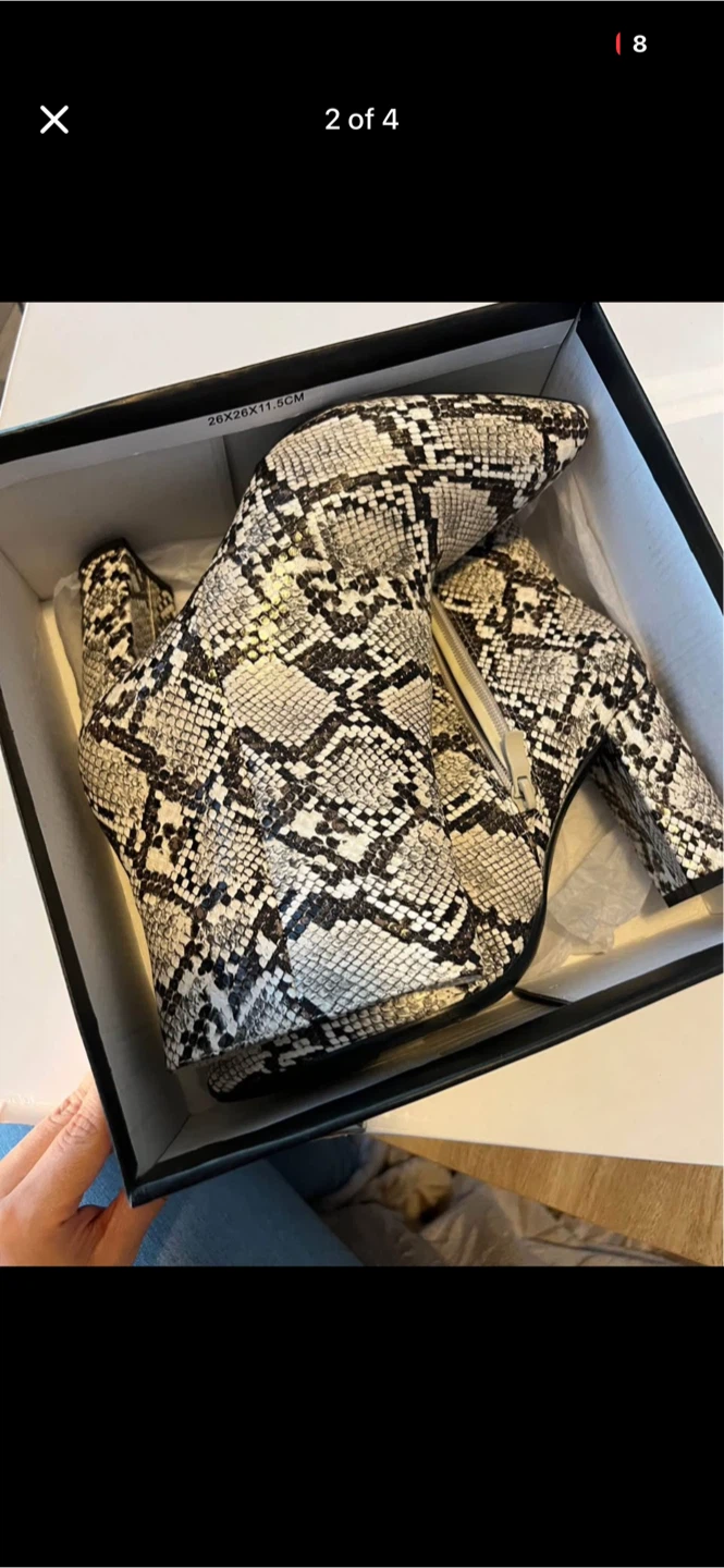 Snake Print Heeled Ankle Boots - photo 2