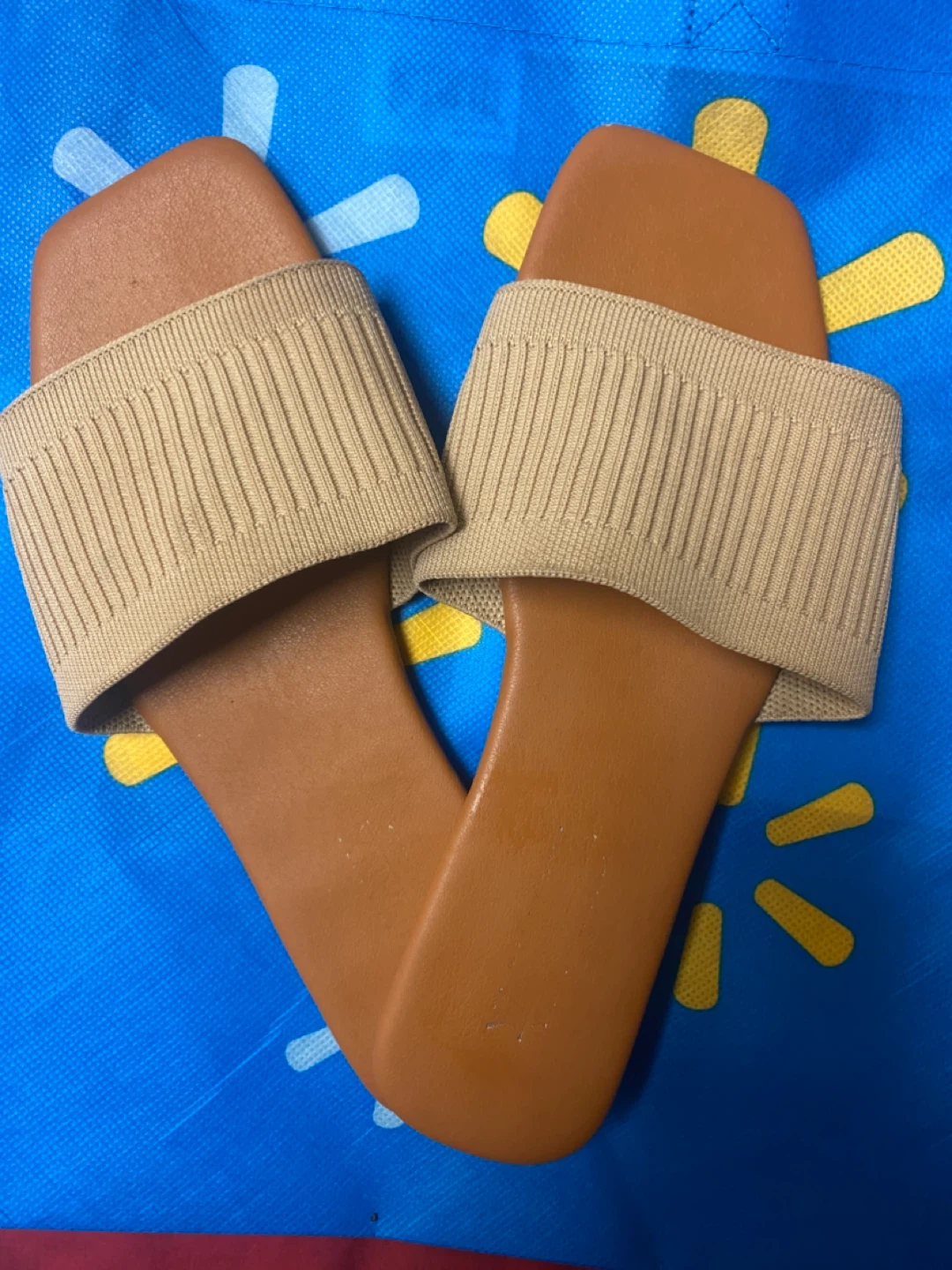 Women's Tan Slide Sandals Size 39
