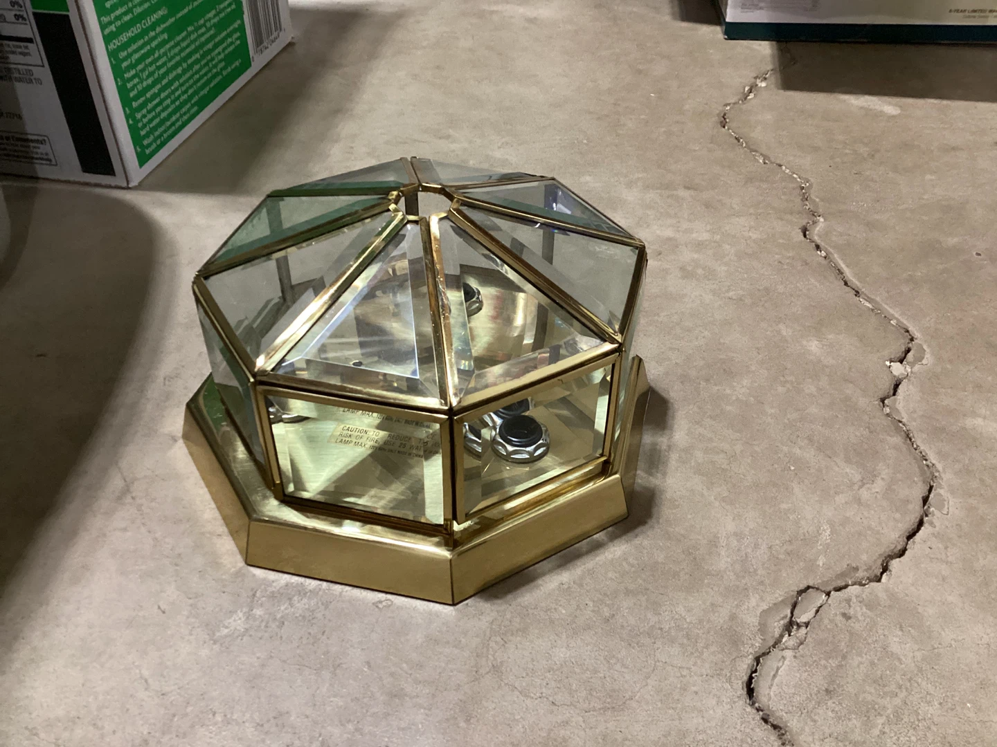 Glass and Brass Octagonal Light Fixture - photo 2