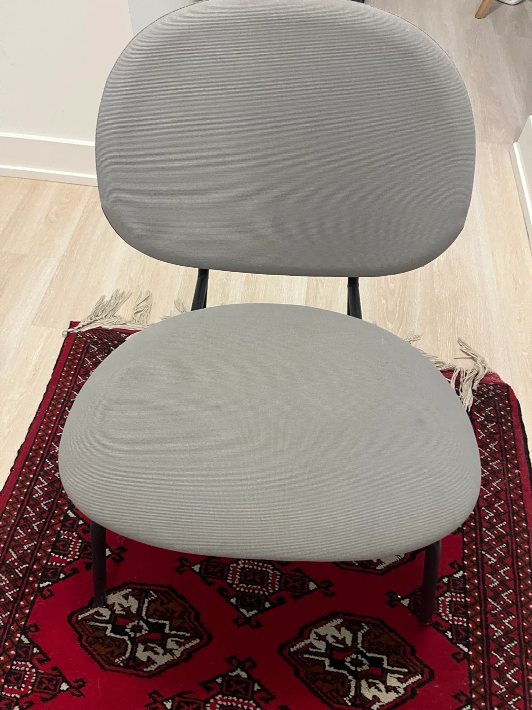 Grey upholstered accent chair