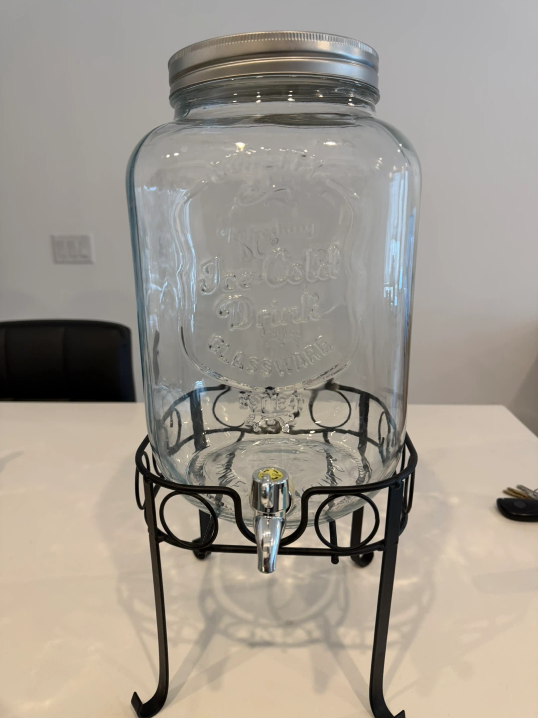 Glass Beverage Dispenser with Stand