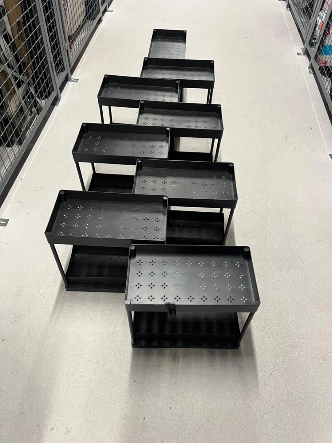 Black Plastic Storage Shelves – Set of 10