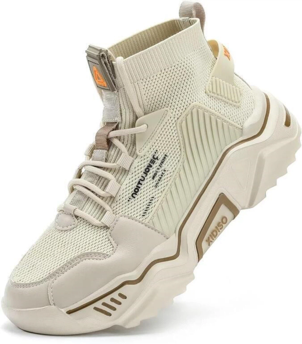 XIDISO Cream High-Top Knit Sneakers