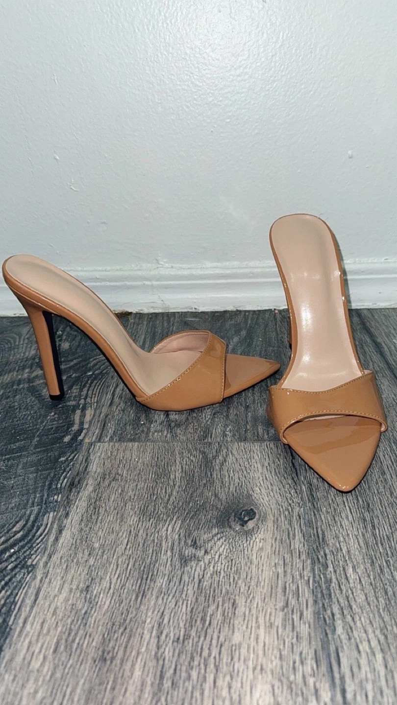 Women's Tan Pointed Toe Stiletto Mules - Size 8 - photo 4