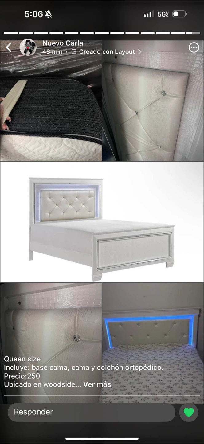 Queen Size Bed Frame with Orthopedic Mattress