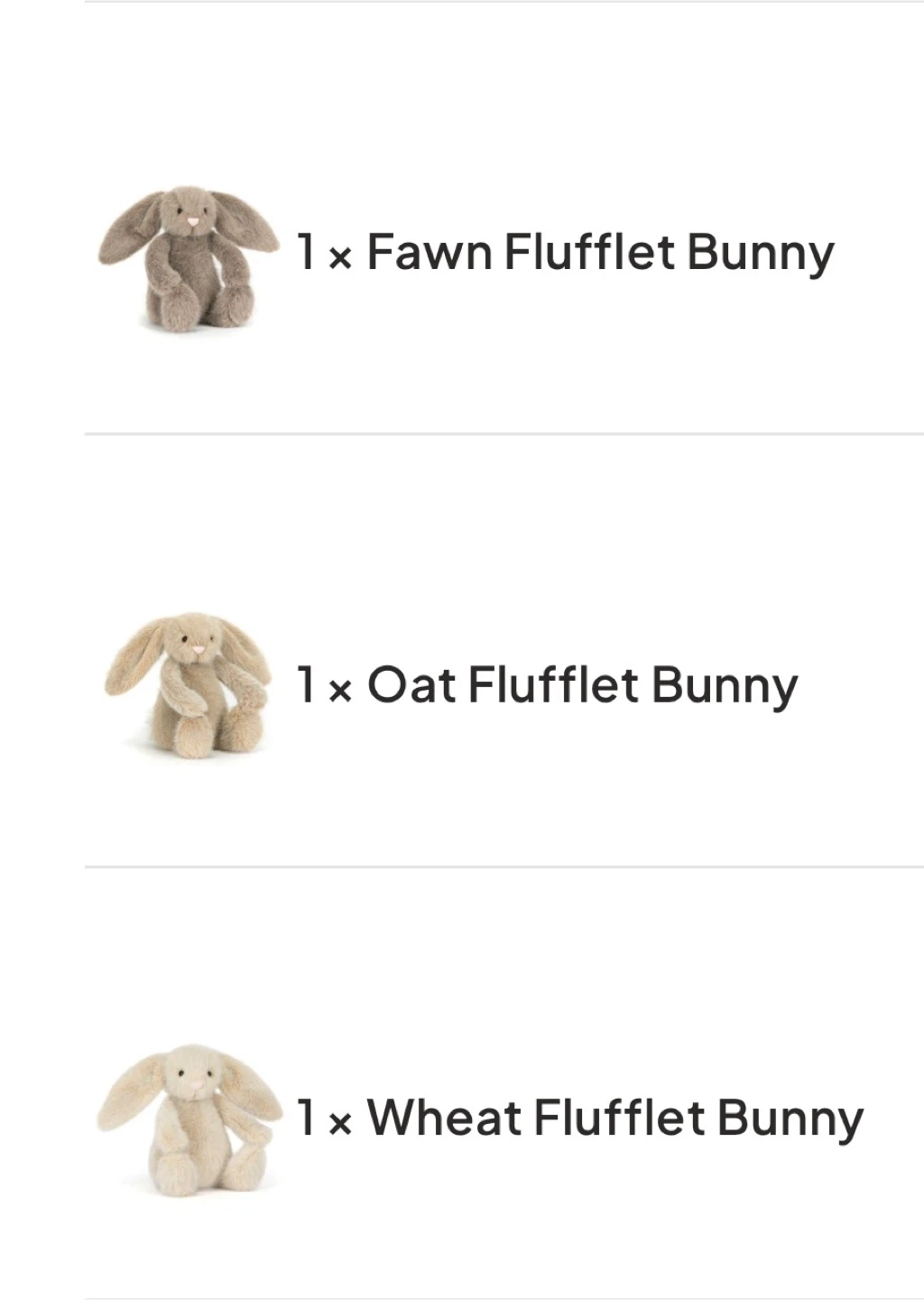 Jellycat Flufflet Bunny Assorted Colours