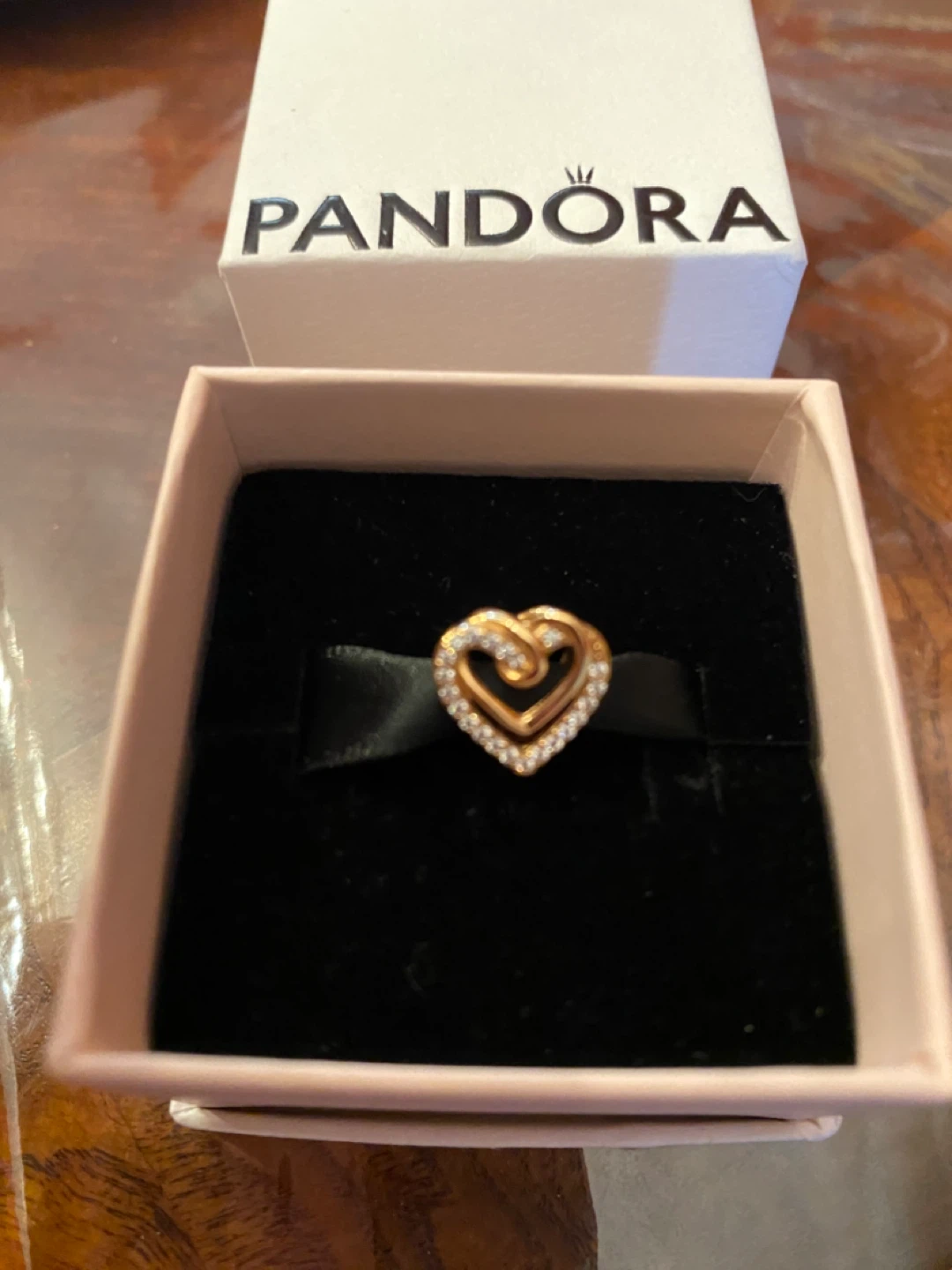 Pandora Rose Double Heart Charm with Pave