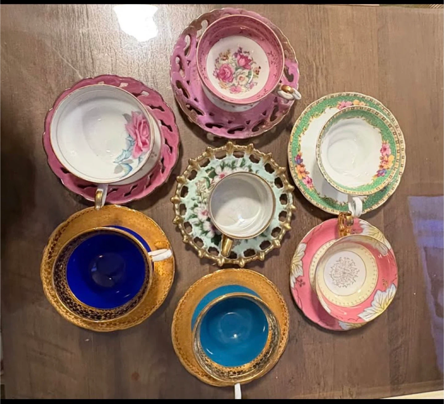 Assorted Vintage Tea Cup and Saucer Set - Pink Floral Design