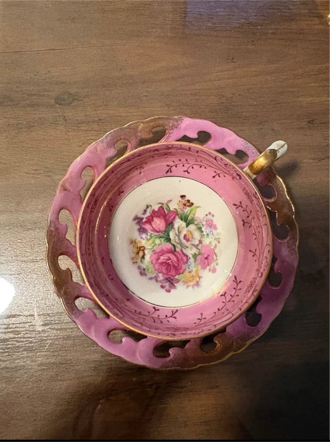 Assorted Vintage Tea Cup and Saucer Set - Pink Floral Design - photo 2
