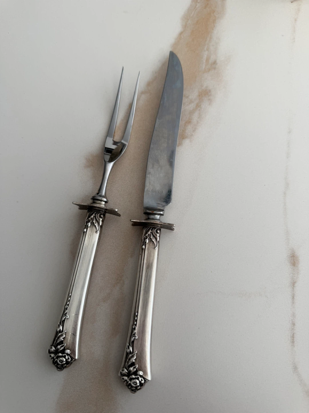 Sterling Handle Carving Fork and Knife Set