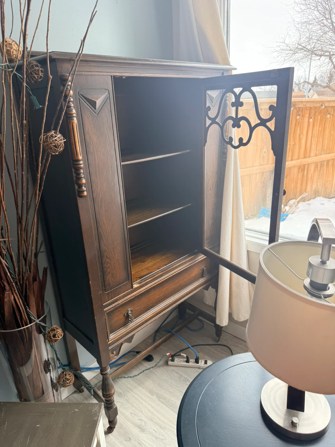Antique Oak Display Cabinet