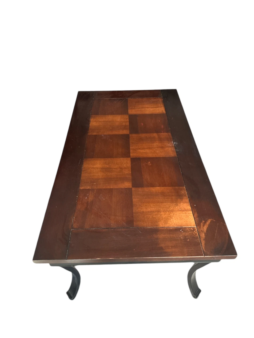 Real Wood Top Coffee Table with Black Metal Frame - photo 4