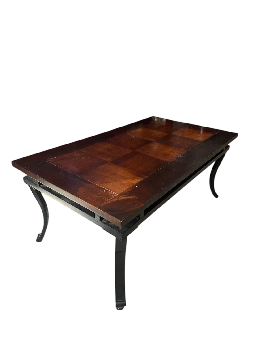 Real Wood Top Coffee Table with Black Metal Frame - photo 3