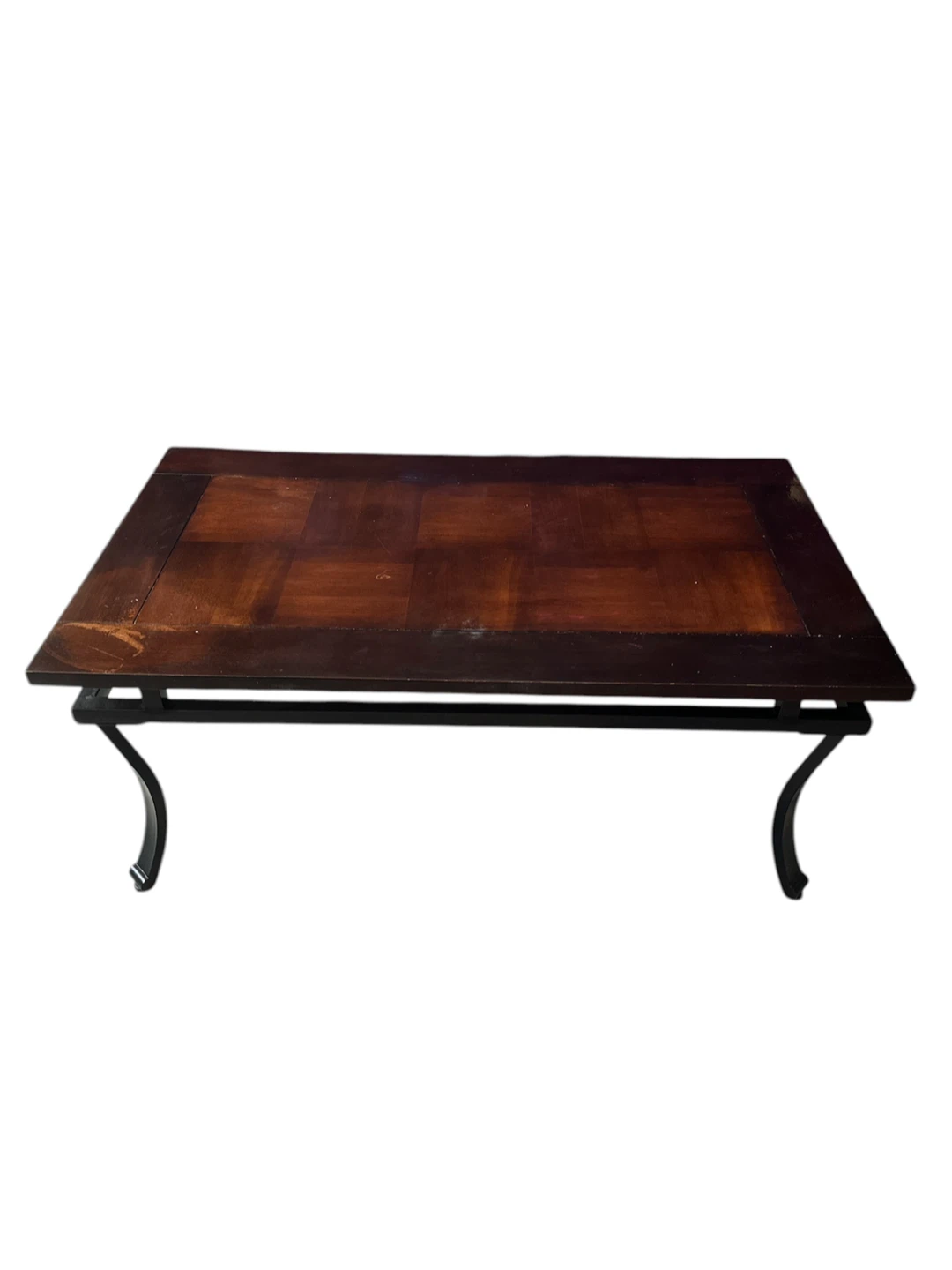 Real Wood Top Coffee Table with Black Metal Frame - photo 2
