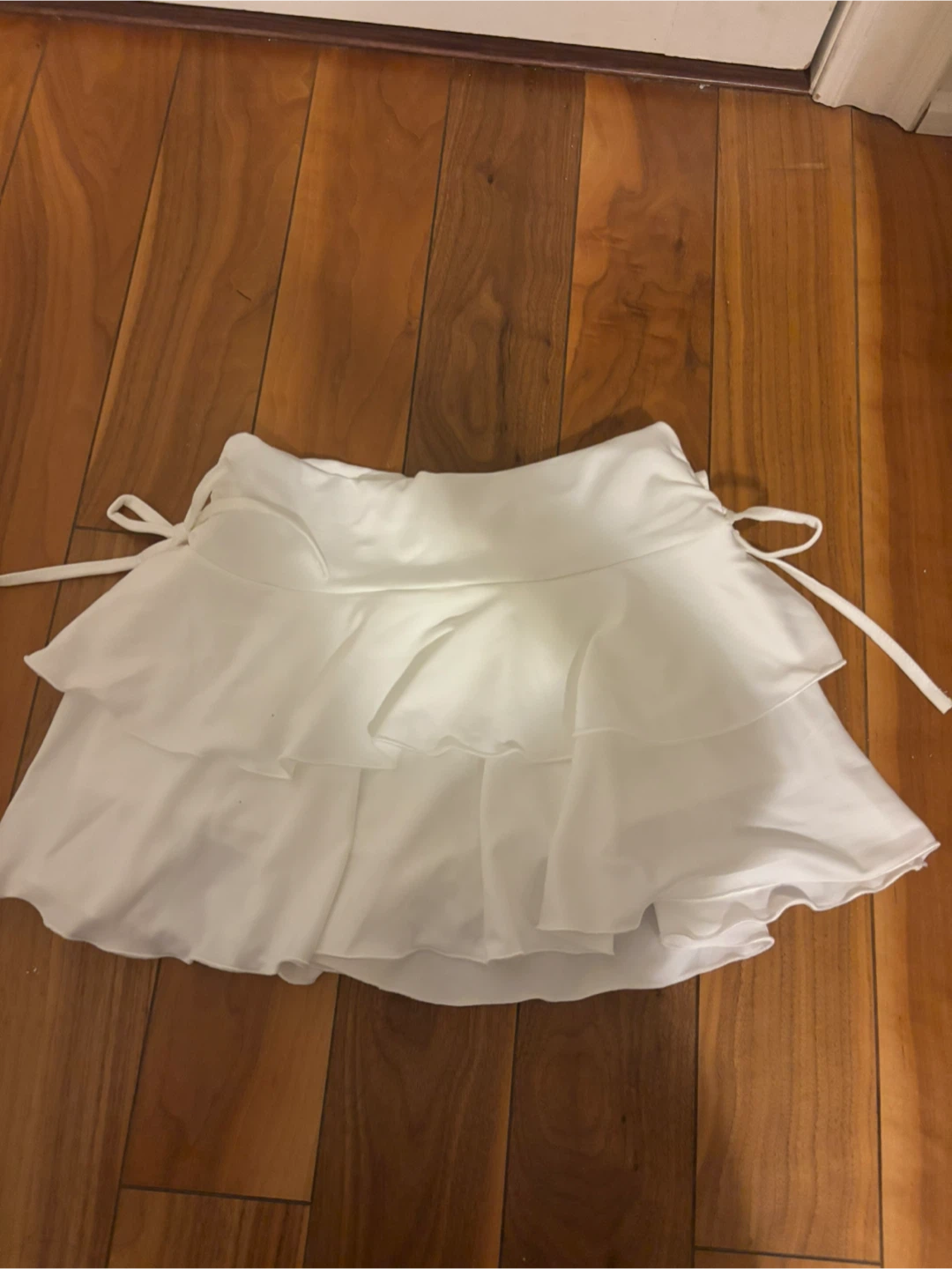S White Ruffle Skirt with Ribbon Sides (Shorts Inside) - photo 2