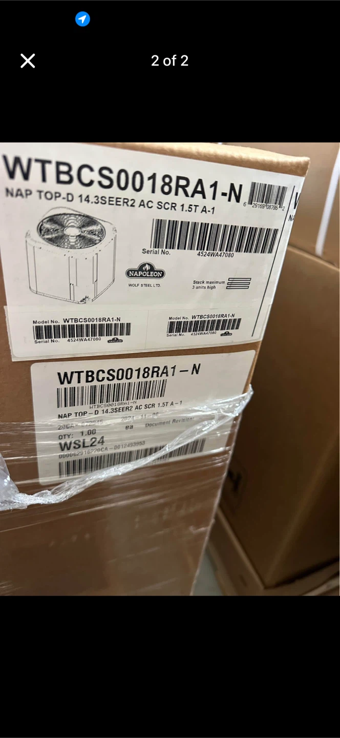 Napoleon WTBCS0018RA1-N 1.5 Ton 14.3 SEER2 AC Unit - photo 2