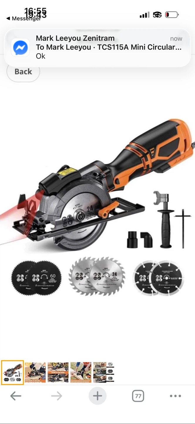 Tacklife Mini Circular Saw TCS115A With Laser Guide
