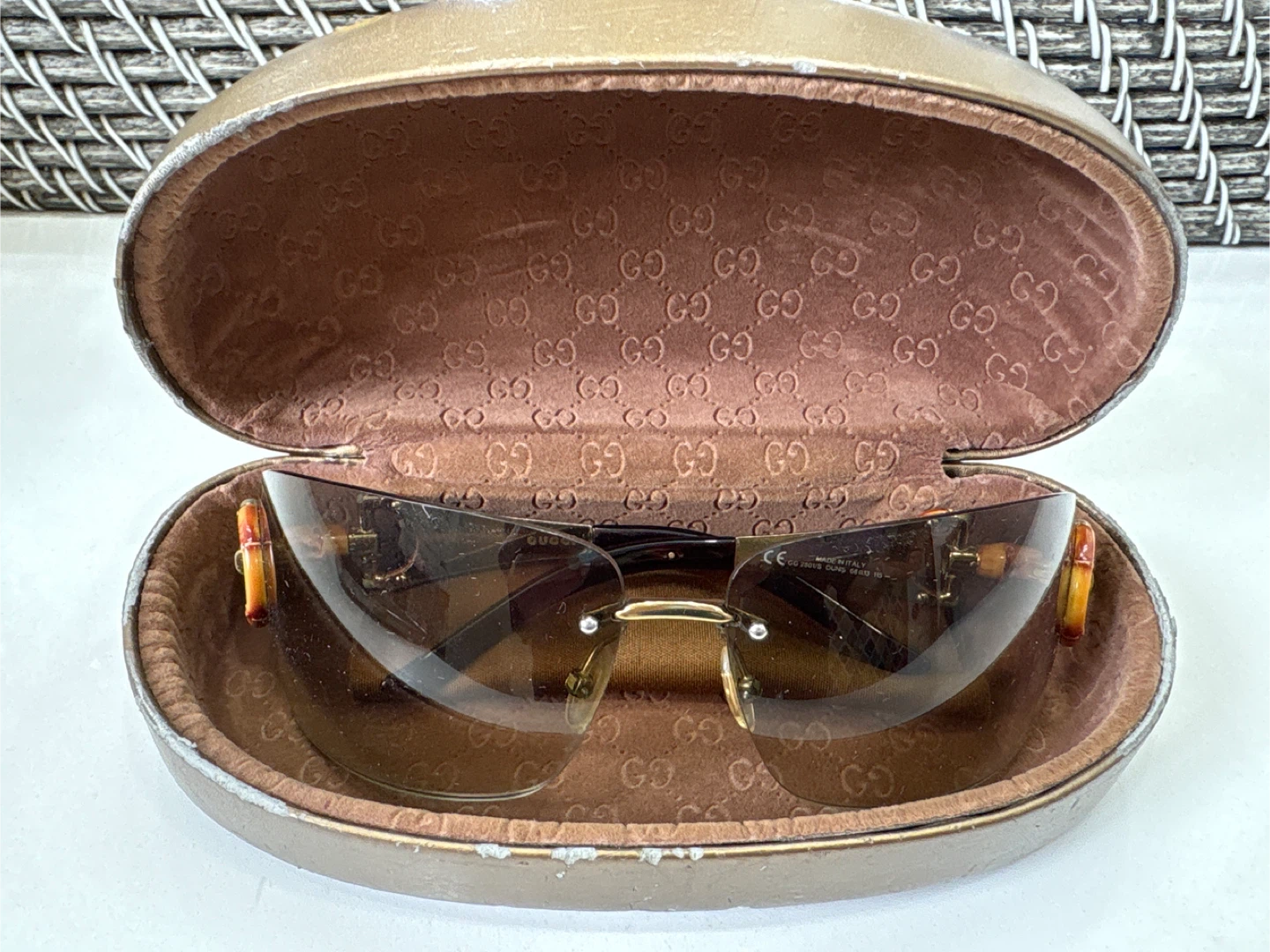 Gucci Bamboo Rimless Sunglasses with Case