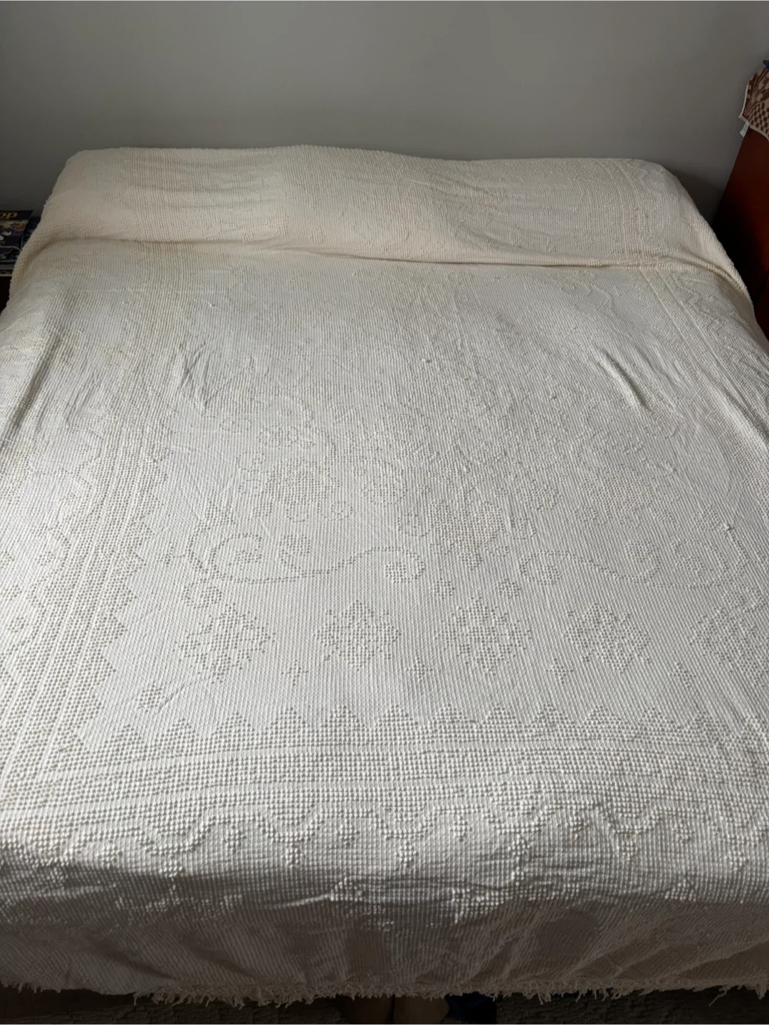 cream chenille Bedspread