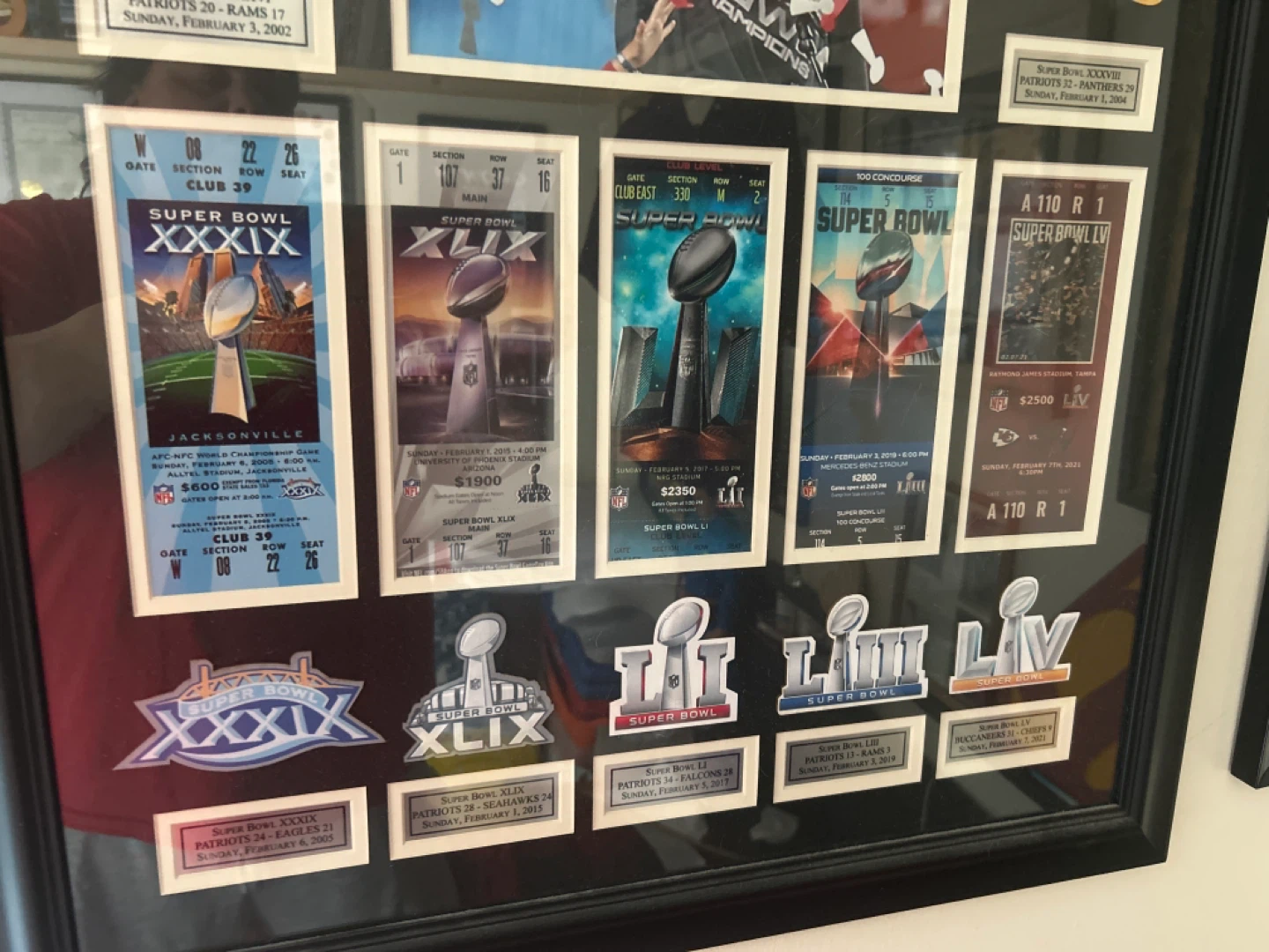 Framed Super Bowl Ticket Memorabilia Collection - photo 2