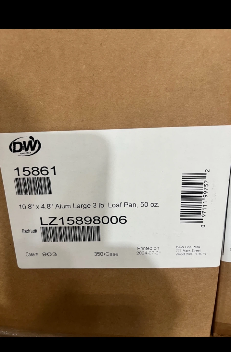 D&W Fine Pack 10.8" Alum Large Loaf Pan