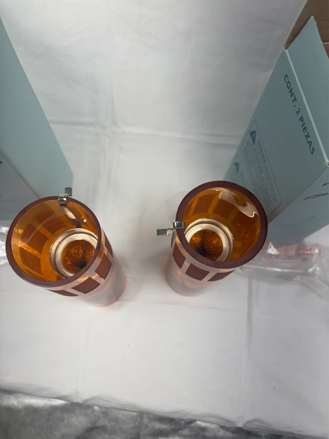 PartyLite Viva la Fiesta Orange Tealight Lamps - Set of 2 - photo 2