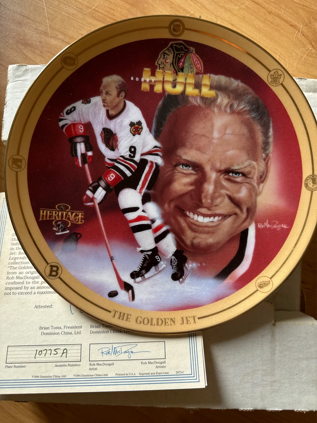 Bobby Hull "The Golden Jet" Collectible Plate