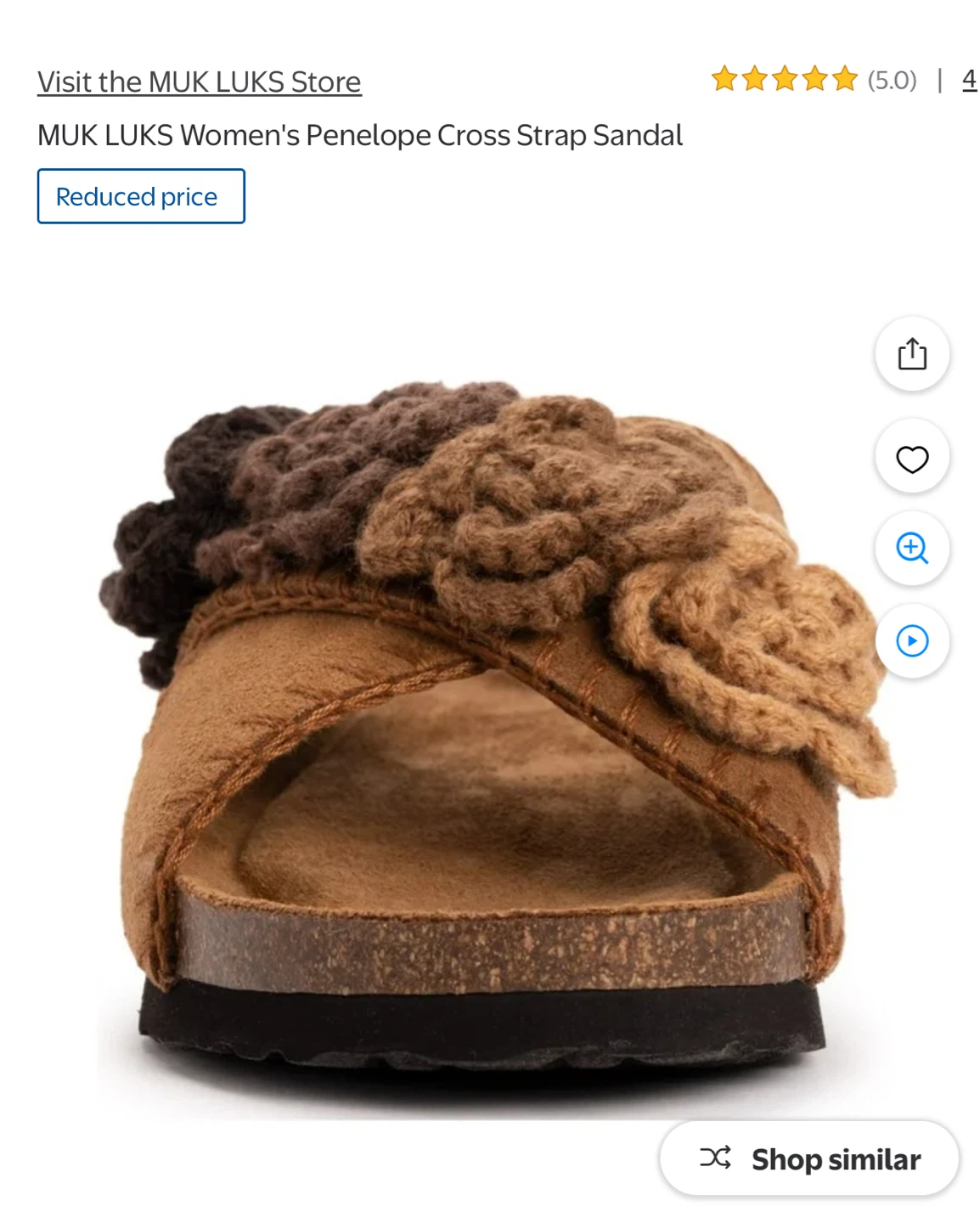 MUK LUKS Women's Penelope Cross Strap Sandal - Chestnut Size 8