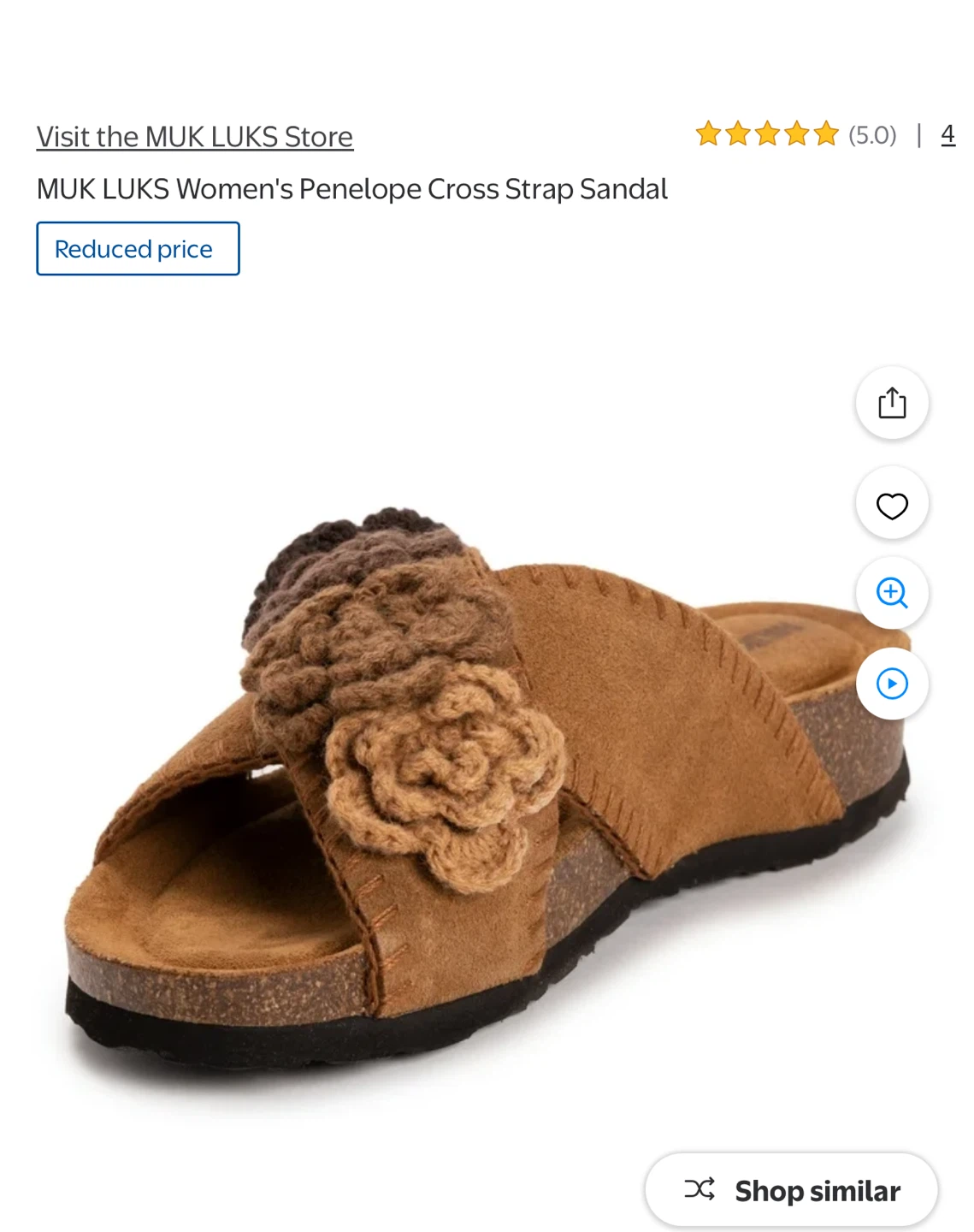 MUK LUKS Women's Penelope Cross Strap Sandal - Chestnut Size 8 - photo 2